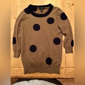J. Crew Women’s Merino Wool Brown Tan Black Polka Dot Sweater XS